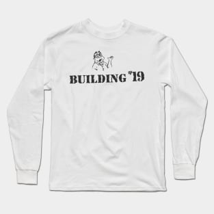 Building 19 1/2 - retro store tee (Black on white) Long Sleeve T-Shirt